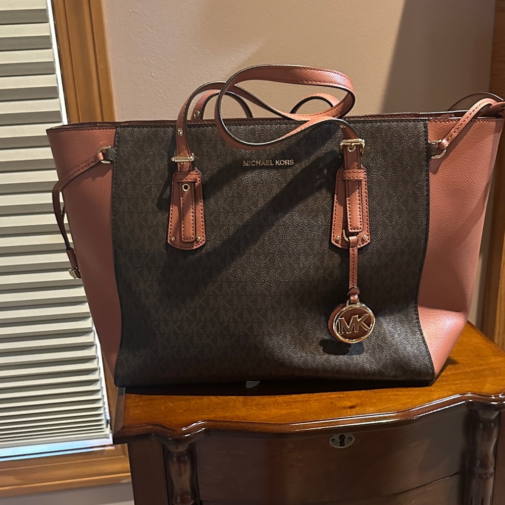 Michael Kors Pink and Brown Tote Bag